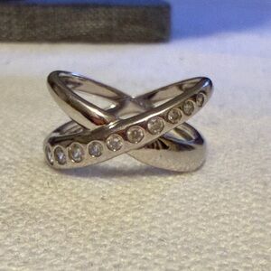 Sterling Silver & Channel Set CZ Crossover Ring